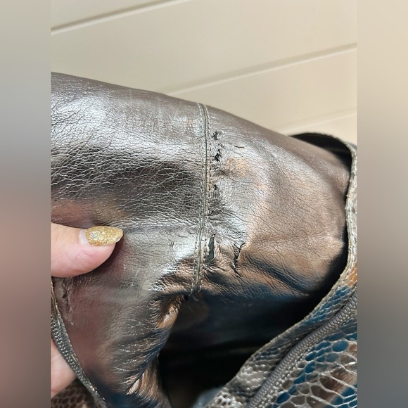 Sam Edelman Silver Snakeskin Heeled Boots - Picture 15 of 16